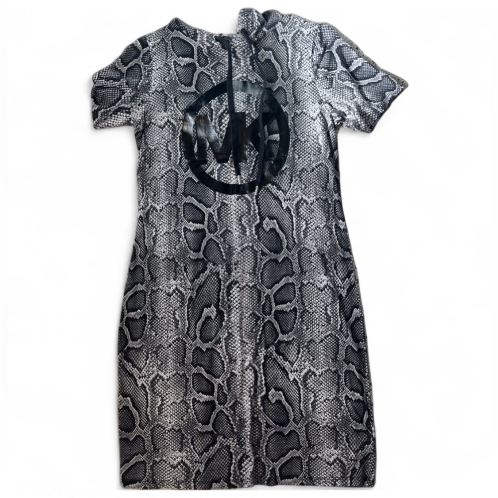 Michael Kors hooded snakeskin dress, size XS. Grey and black. Knit. - Picture 3 of 9